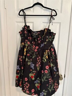 Cider 2xl Black Floral fruit Sundress with Adjustable Straps